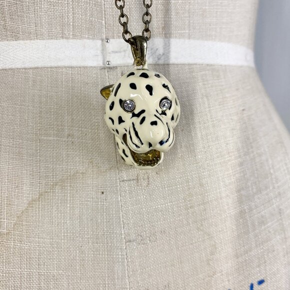 Long Necklace Leopard Head Jungle Cat Cheetah Panther - Picture 3 of 8